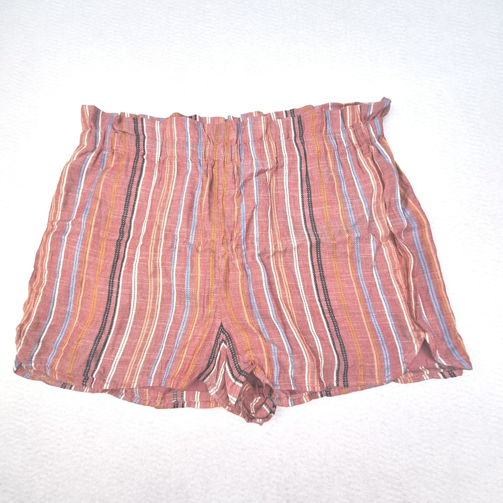 Express Shorts Womens Large Red Striped Paperbag Waist Boho Summer Casual Lined
